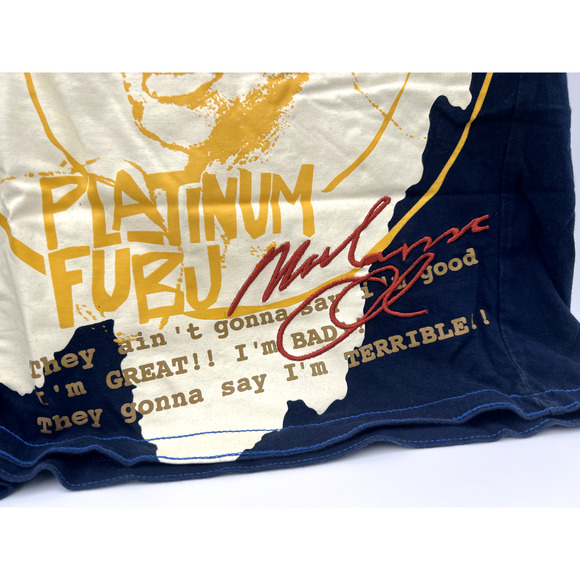 Muhammad Ali FUBU Platinum T-Shirt Large Blue Embroidered Graphic Rare VTG - Picture 2 of 10